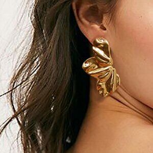 Free People Floral Jewelry Lightweight Earrings 14K Gold Plated Hypoallergenic